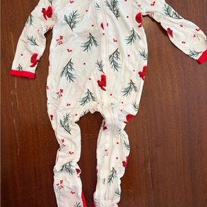 Kyte BABY White Footed One-Piece with Red Cardinal Print